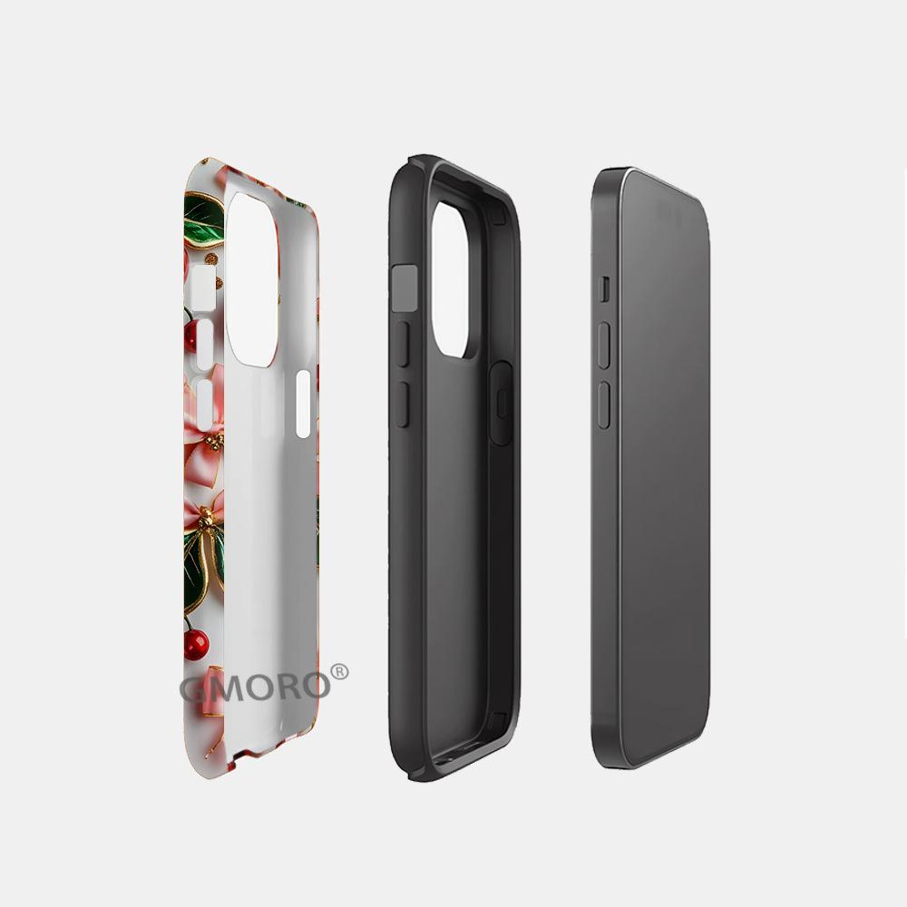 3D Three-dimensional Cherry Bow Magnetic Mobile Phone Case iPhone15 Anti-drop Two-in-one Film Case Apple 17pm