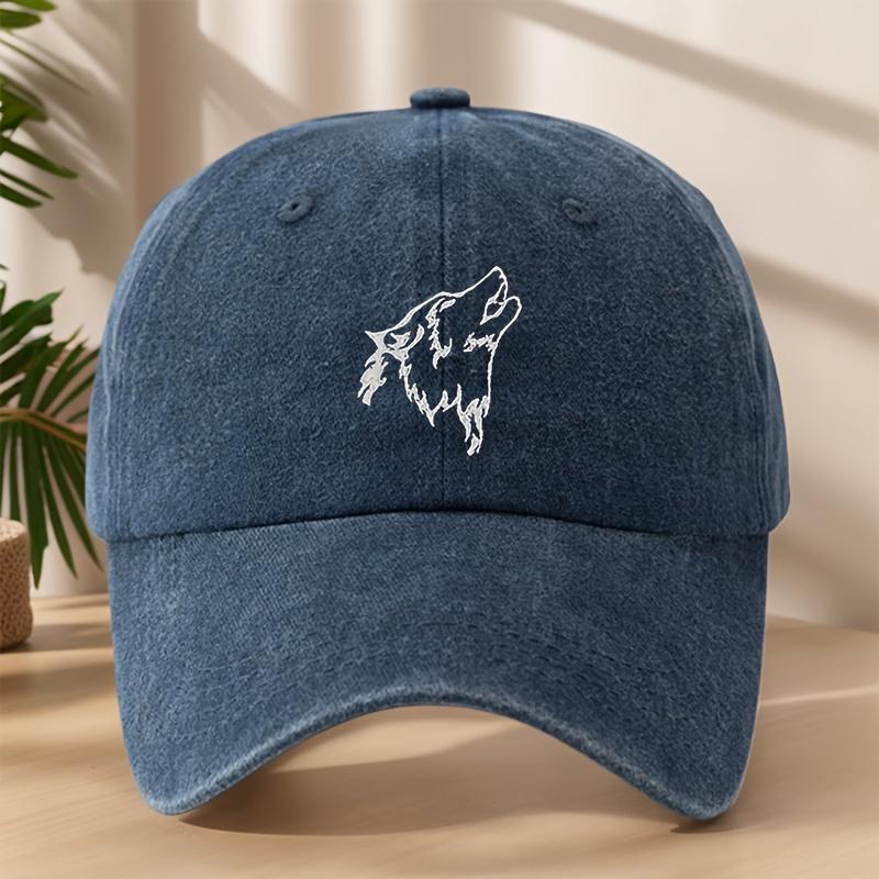MAKEFGE Mens Wolf Head Embroidered Baseball Cap Adjustable Snapback Appropriate for Any Season