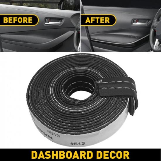2M PU Leather Car Dashboard Decor Strip Moulding Sticker Line Trim Accessories