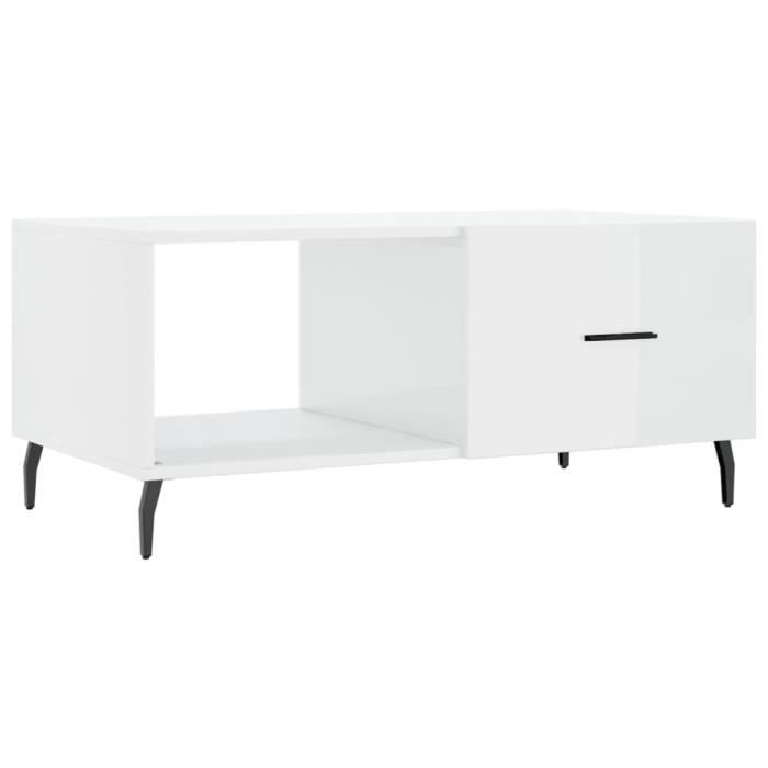 VidaXL Table basse Blanc brillant 90x50x40 cm Bois d'ingénierie 829230