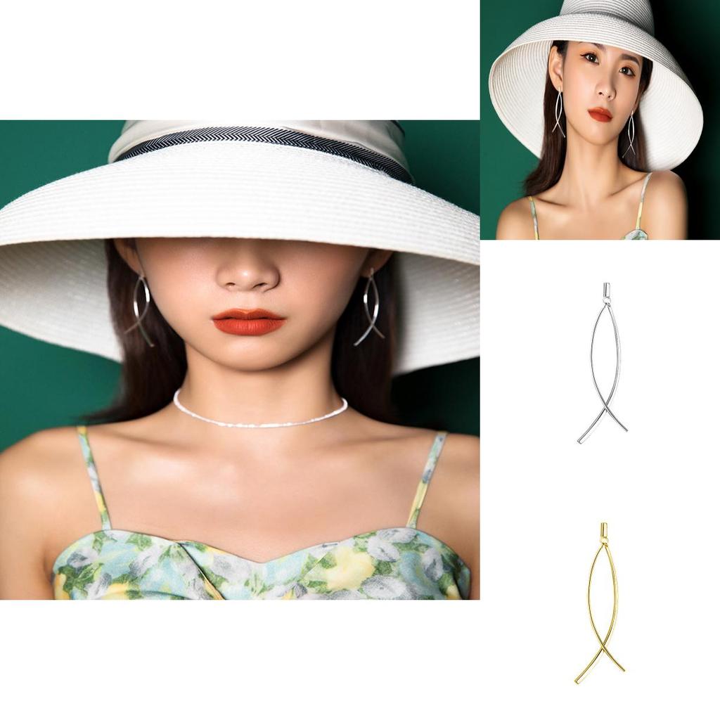 Minimalist Geometric Tassel Earrings Elegant And Unique Cross Fish Tail Design Trendy