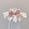 Cat Neck Warmer & Bib Collar with Lace Edge and Bow Tie - Cute Drool Bib for Cats and Dogs