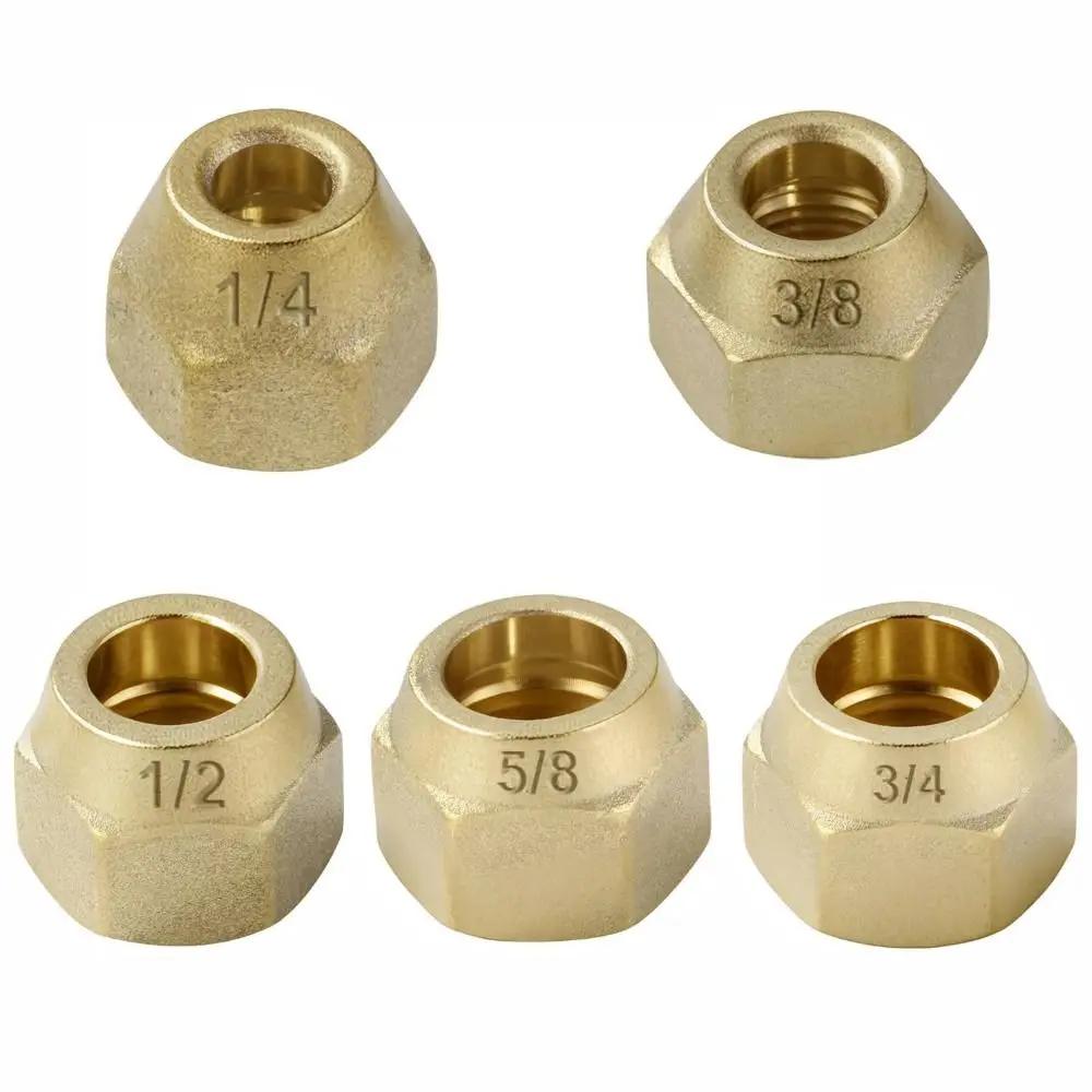 Nuovi raccordi a ghiera in ottone 1/4" 3/8" 1/2" 5/16" 1/8" 3/4" Raccordi per tubi svasati spessi Parti per condizionamento d'aria