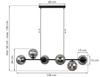 Siena Black Hanging Lamp 6-Flat Graphite Lampshade E14