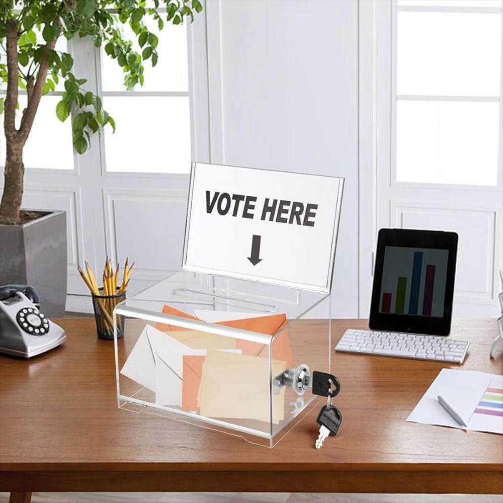 Sign Holder Portable Ballot Box Voting Charity Suggestion Box Acrylic Donation Box  Voting Case