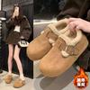 All-inclusive velvet Birkenstocks, new winter platform warm snow boots, non-slip fluffy beanie cotton shoes