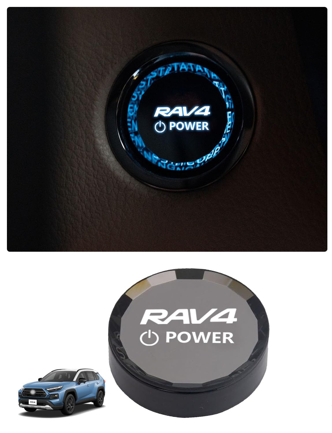 

Haoshilianfa Engine Start Cover for Toyota RAV4 Features POWER Vehicle Inspection Start Button Switch Start Stop Interior Genuine Not Compatible with