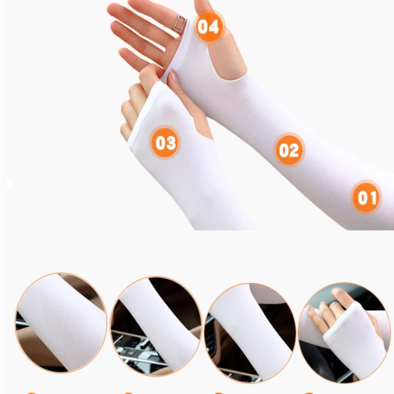 2 Pcs Ice Silk Sun Protection Arm Covers Outdoor Cool Anti-Uv Arm Sleeves