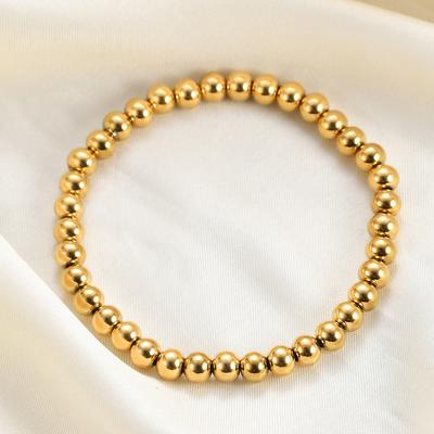 Bracelet de perles en acier titane Simple pour femmes, cordon élastique de perles de 15mm