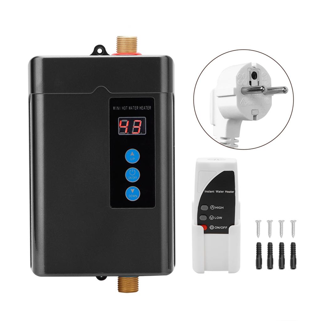 Household Mini Electric Water Heater Instant Tankless Water Heater Heating MachineBlack US Plug