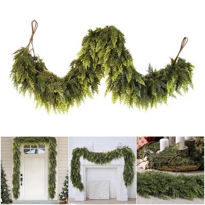 Realistic Christmas Cedar Garlands Natural Greeneries Foliages Durable Indoor Outdoors Holiday DIY Decoration