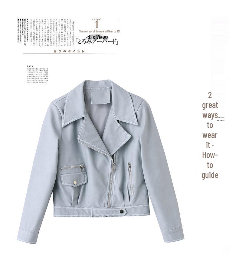 Spring 2025 Women's Slim Fit Korean Motorcycle Leather Jacket - Fashionable, Age-Reducing Casual Outerwear (ZH1176)