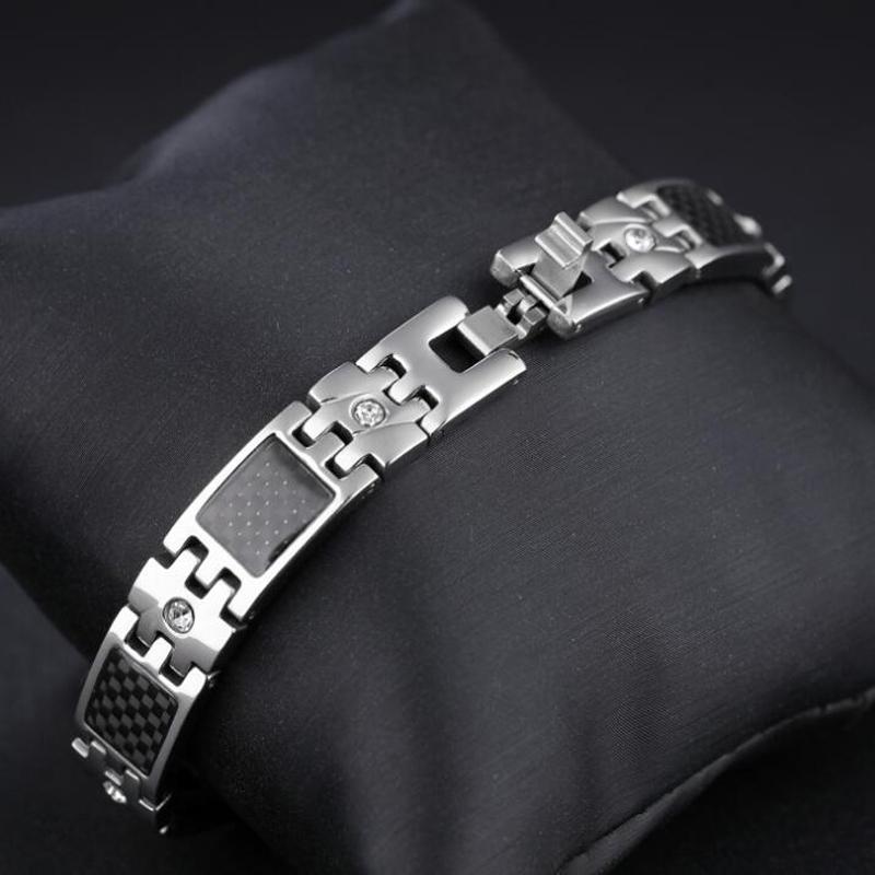 10MM Wide Chain Men's Bracelets Stainless Steel with Magnetic Hematite Stone Bracelet for Men Male Jewelry Healthy Care Bangles