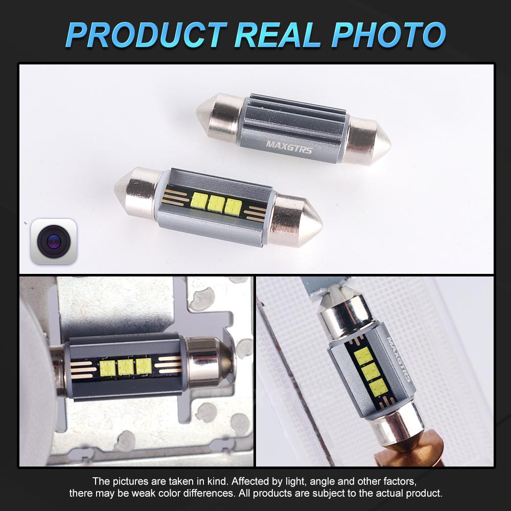 MAXGTRS 2Pcs LED C5W C10W 39mm 41mm 42mm Festoon Canbus Error Free 6500K White Car Interior Light Reading Dome Trunk Lamp 12V