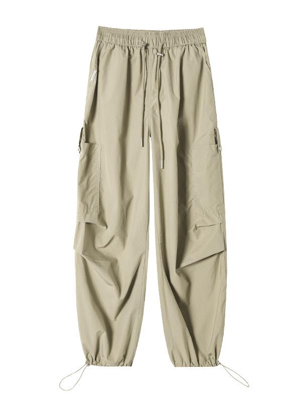 In-Stock Quick-Dry Wide Leg Cargo Pants for Women - High Waist, Cuffed, Two-Way Style, Spring/Summer Collection