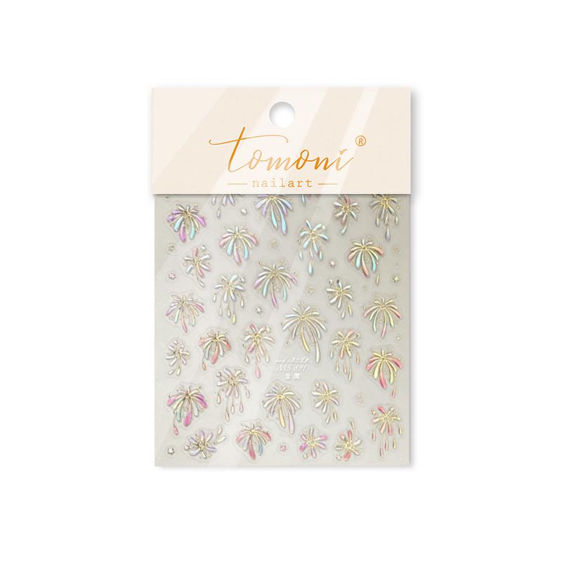 Tomoni & Moshil Gilded Chinese-Style Nail Art Stickers: Dreamy Pearl Fireworks Ornaments
