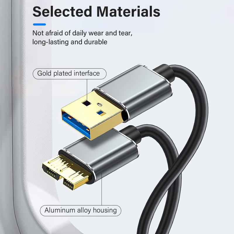 External Hard Drive Cable USB A 3.0 To Micro B Cable HDD SSD Data Charge Wire For Toshiba Seagate HP Sandisk Hard Disk PC Laptop
