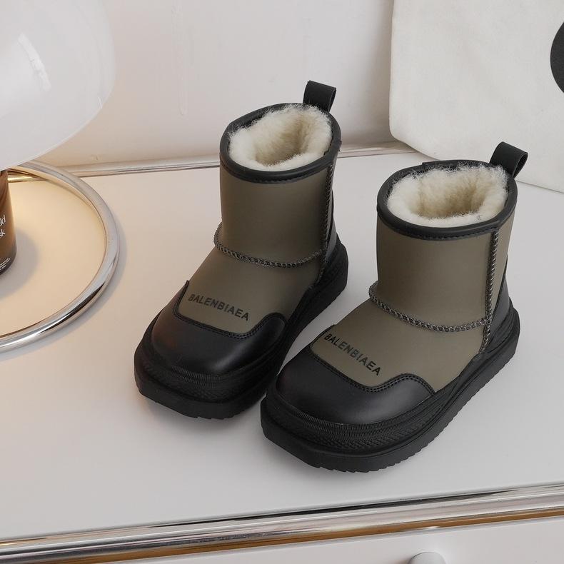 ins Paris wind children snow boots autumn and winter boys and girls thick hair warm one pedal