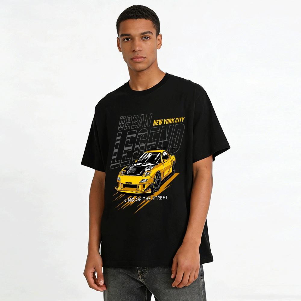 New York City Urban Legend Sports Car Print Street Style Tee Pure cotton T-shirt