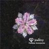 CC Pink Flower Rings For Women Silver Color Cubic Zirconia Luxury Princess Wedding Engagement Fine Jewelry Anel CC1688