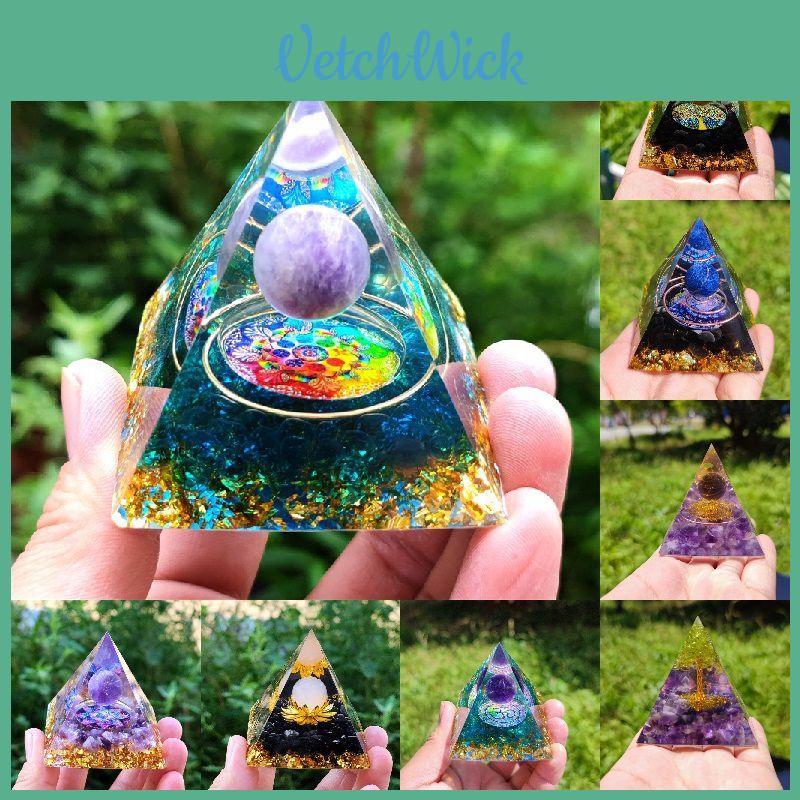Amethyst Pyramid Crystal Healing Orgonite Chakra Energy Home Decor With Unique Handmade Design