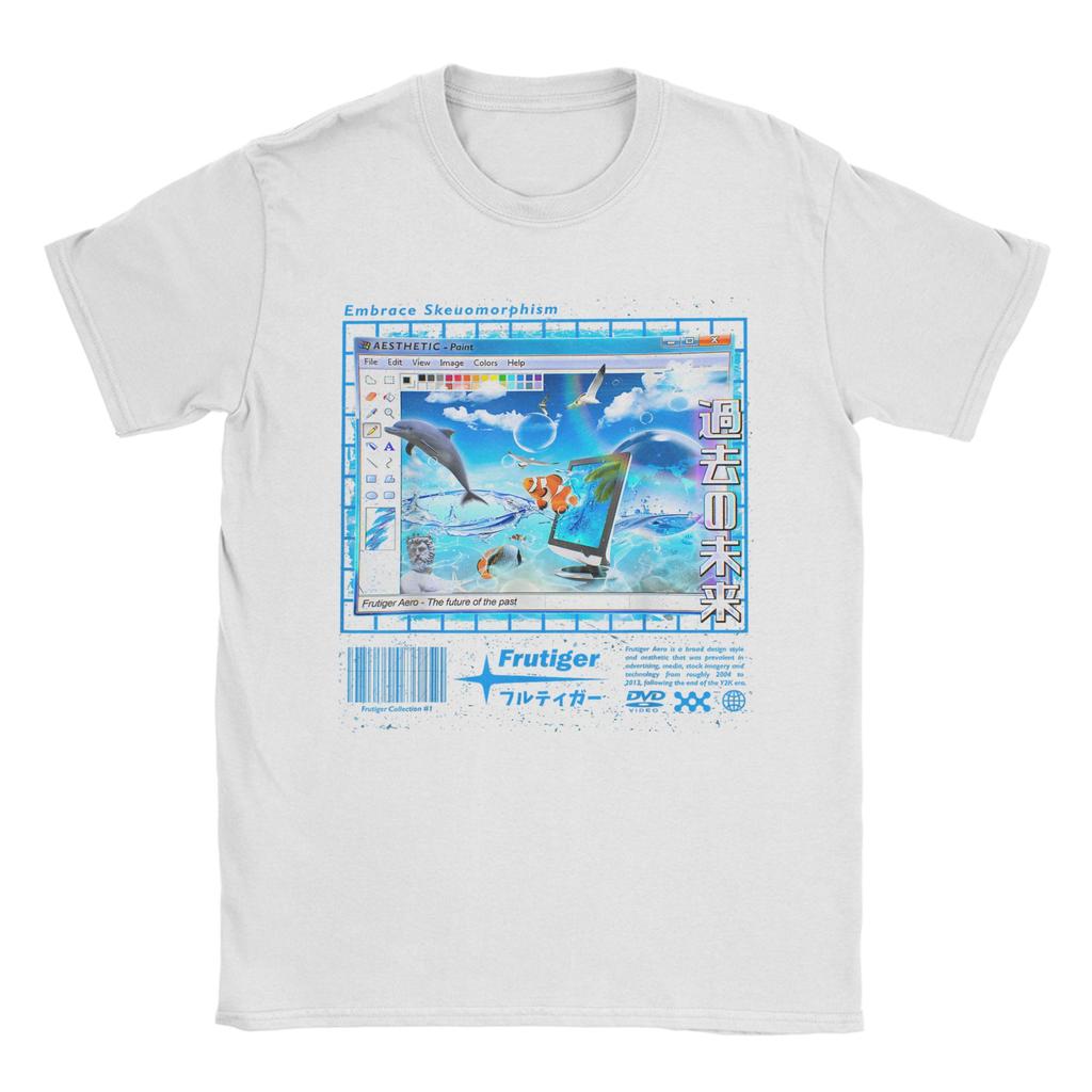 Humor Aero Jellyfish Fiber Optic Art TShirts For Unisex Unisex 100 Cotton T Shirts Frutiger Aero Short Sleeve Tees Graphic Clothes