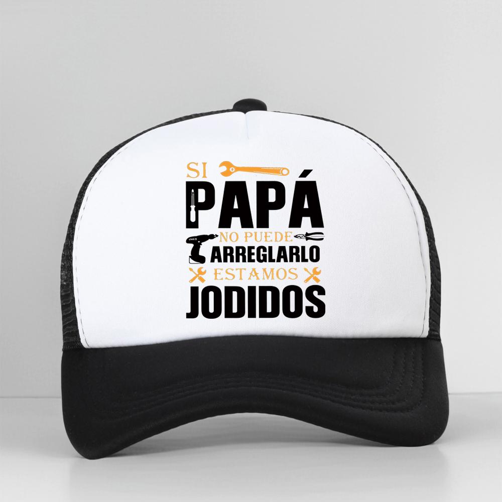 If Dad Cant Fix It Were Screwed Baseball Cap Retro Gift for Spanish Father Papa Unisex Motorcycle Casual Mesh Hat