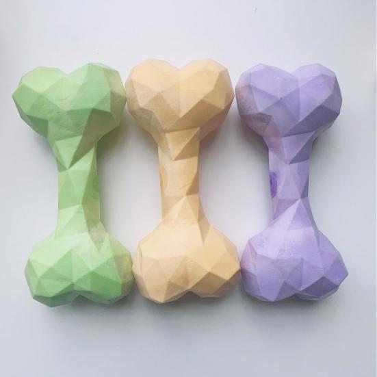 Faceted Bone Dog Toy Rubber Dog Chew Toy Teeth Cleaning Dog Bone Toy for Aggressive Chewers Puppy Teething Interactive Fetch Play