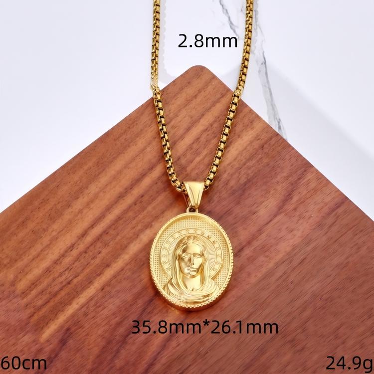Vintage Trendy Christian Face Gold Plated Stainless Steel God Pendant Necklace Jesus Portrait Gift