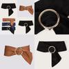 Ladies Wide Belt With Circular Buckle Faux Suede Fashion Accessory For Spring Looks
