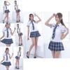 Women's Sexy Lingerie School Girl Uniform Cosplay Costume With Stylish Turn-down Collar And Pleated Skirt