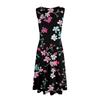 Women's Casual Fashion Round Neck Sleeveless Printed Side Pocket Midi Dress