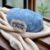 Spring Summer Hats for Women Vintage Washed Denim Cloud Beret, Artistic Octagonal Painter Cap