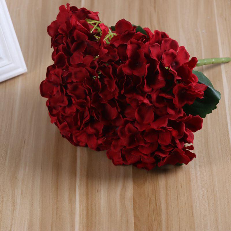 Exquisite 5 Heads Faux Silk Hydrangea Flowers Bouquet Ideal For Bridal Arrangements