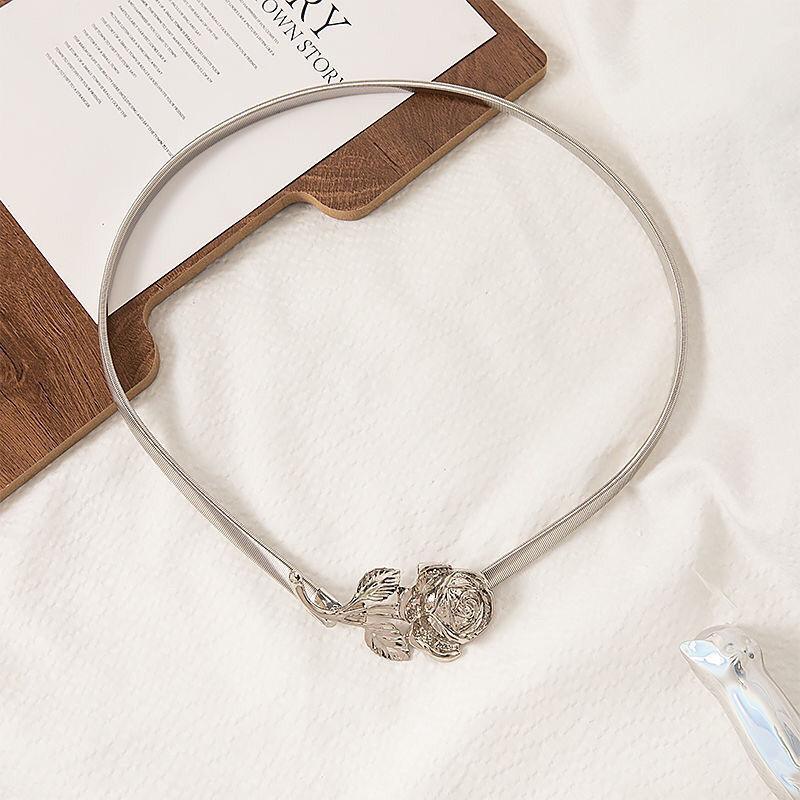 

Эластичный ремень на талию в потрясающем серебристо-розовом цвете для современных любителей моды Rose Silver Band