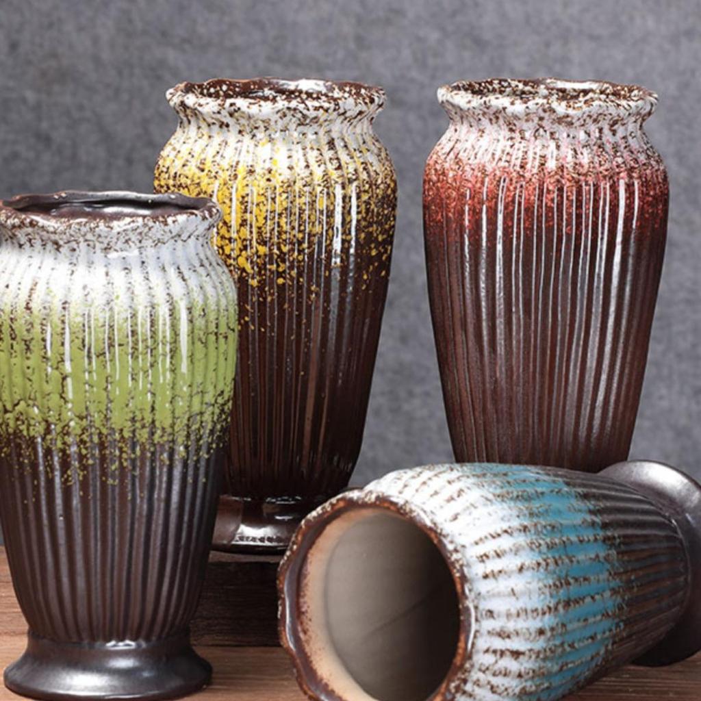 European Minimalist Ceramic Floor Vase for Living Room - Ikebana & Dried Flowers