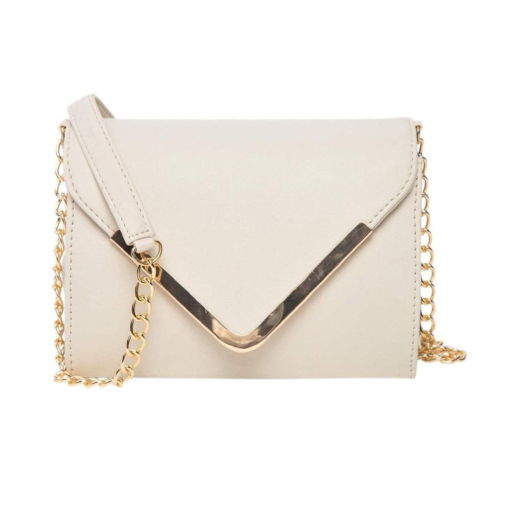 Women Girls V-flap Crossbody Sling Bag with Gold Chain