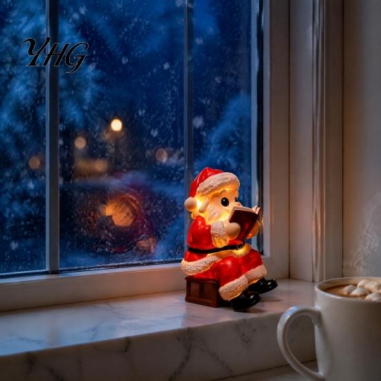 Indoor Festive Lighting Santa Claus Night Light, Resin Christmas Tabletop Ornament with Table Warm LED Lighting, Holiday Bedroom Bedside Decoration