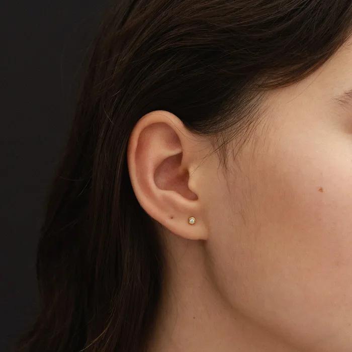 3mm Bezel Stud - Gold (silver925)