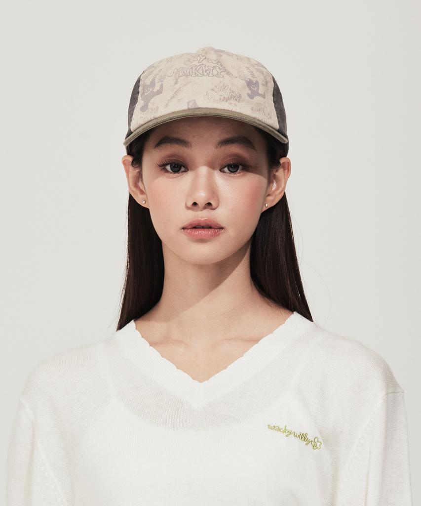 WACKY WILLY Graphic Half-Curve Cap Beige