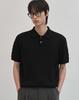 WORK ON BODY OFF Tres Semi-Overfit Cable Collar Short Sleeve Knit [Black]