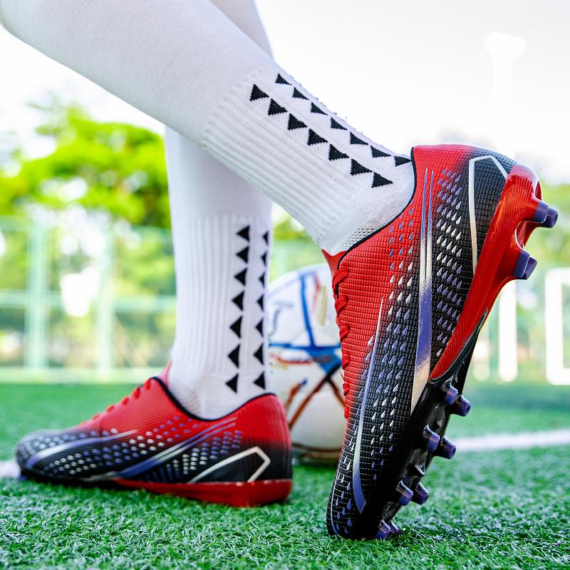 Unisex Football Boots Men's High -top Elastic Socks Mouth Leather Art Lawn Long Nail Football Shoes Children Big Size Football Boots