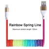Spring Cable Rainbow Retractable 3A Fast Charging Data Cable Type C Micro USB Ios Flexible Elastic Stretch Charger For Samsung