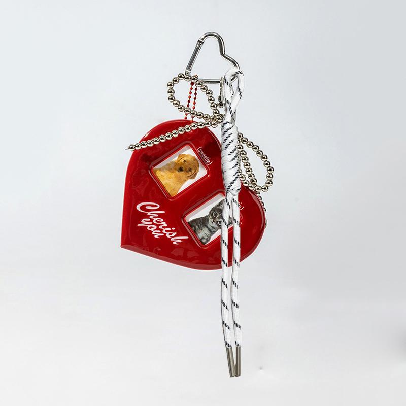 

Yogodlns Милый ПВХ держатель для фотокарточек в форме сердца, подвеска-мешочек, простой стиль, подвеска-веревочка для фото, аксессуары для мешочков, запасные части для сумок one size красный