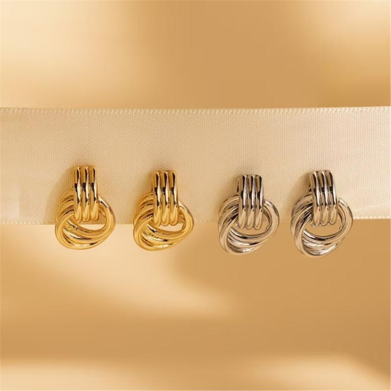 Boucles d'oreilles Clous Élégantes Bijoux de Fête Texture Acier Inoxydable Parfaites pour Rehausser l'Élégance pour le Bureau ou une Soirée