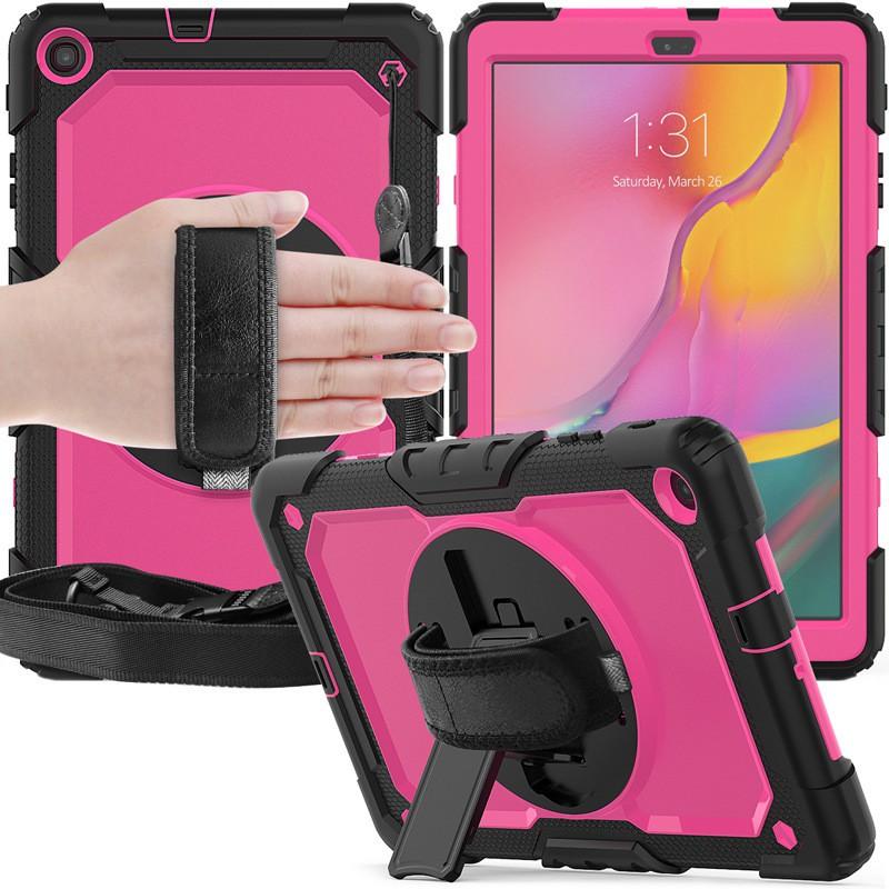 Silicone PC Hybrid Case With Rotating Stand Galaxy Tab A 8.0 T295 T290 Shockproof Anti-Slip Cover In Multiple Color