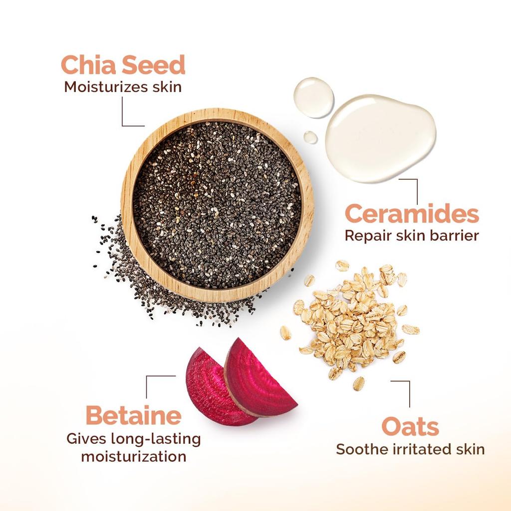 Mamaearth Chia Calming Moisturizer For Sensitive Dry Skin 80g | Hydrating Cream With Ceramides | Fragrance Free 24H Lightweight Nourishment