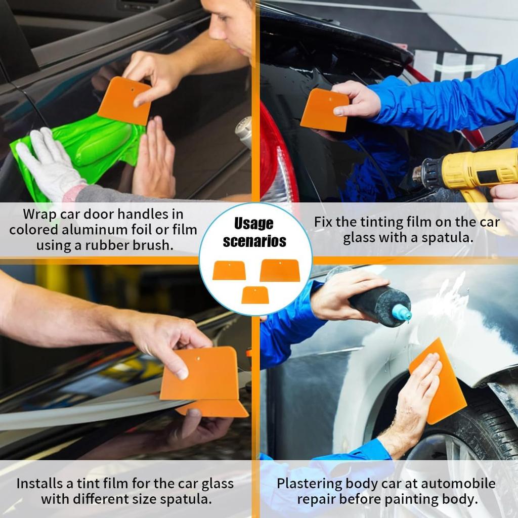 Car Body Filler Spreaders, 4, 5, & 6 Inch Automotive Body Fillers Reusable Hard Plastic Spreaders, for Applying Fillers, Putties, Glazes, Caulks and