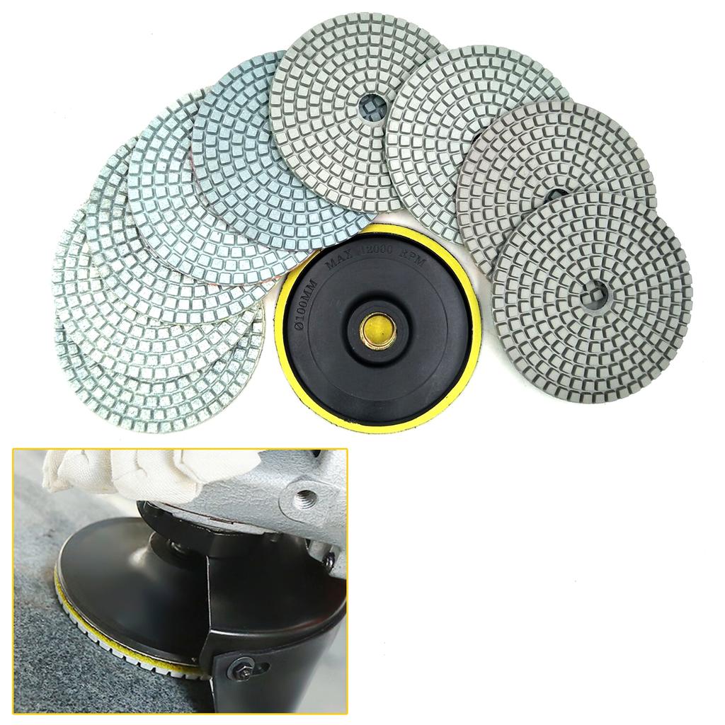 10 Piece Set Diamond Polishing Pads 4 Inch Wet/Dry Granite Stone Concrete Marble