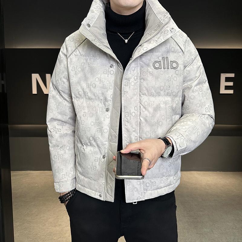 Trendy Brand 2025 Men s High-End Winter Grey Duck Down Stand Collar Jacket XL